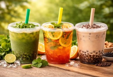 Ly nhựa 1 lít có nắp cho quán nước mía, rau má