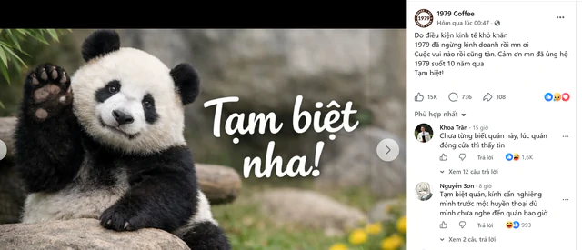 Bài đăng đóng cửa bỗng viral của 1979 Coffee